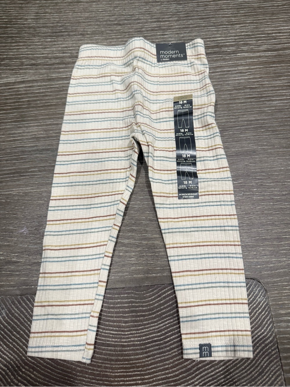 NWT Size 18M Modern Moments Striped Leggings - Cream and Brown